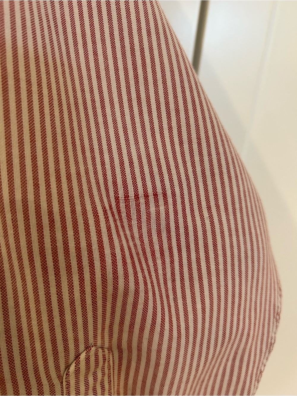 Lands' End Tall Men’s Button-Down Shirt Size 18/36 Red White Striped Long Sleeve - Picture 6 of 11